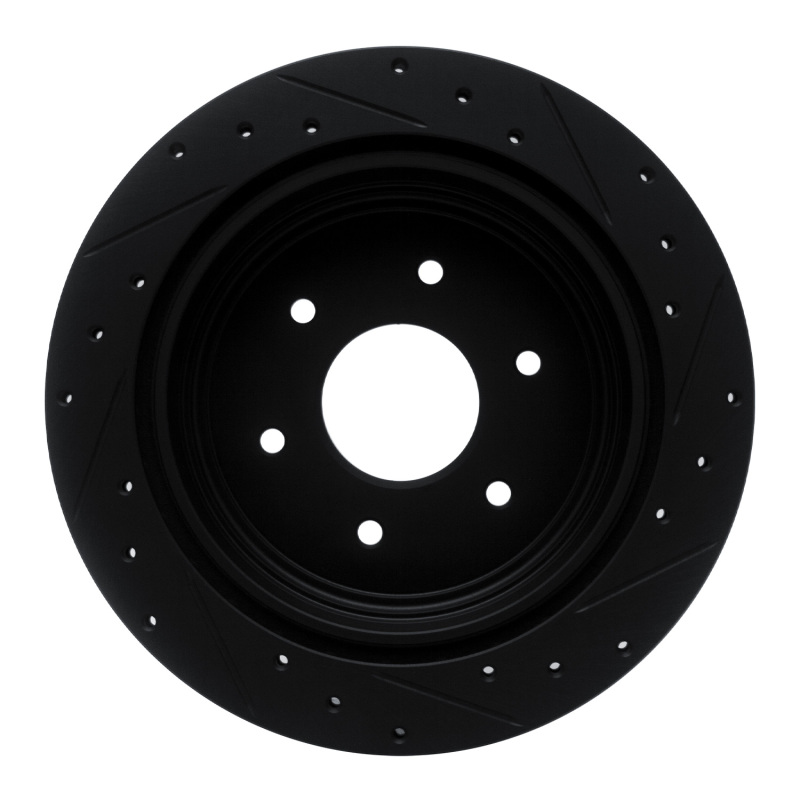 Nissan Titan Brake Rotor (1) - Rear Left - R1 Concepts - Drilled & Slotted - Black - `17-`24